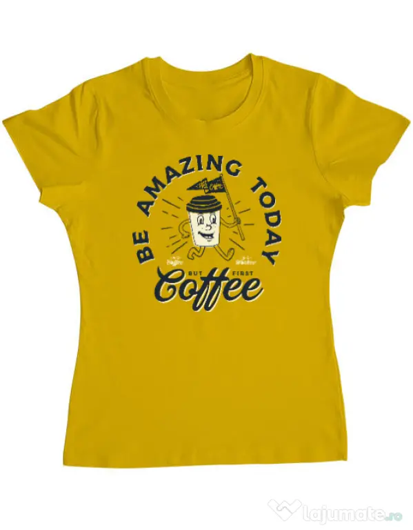 Tricou ADLER dama Amazing coffee Galben