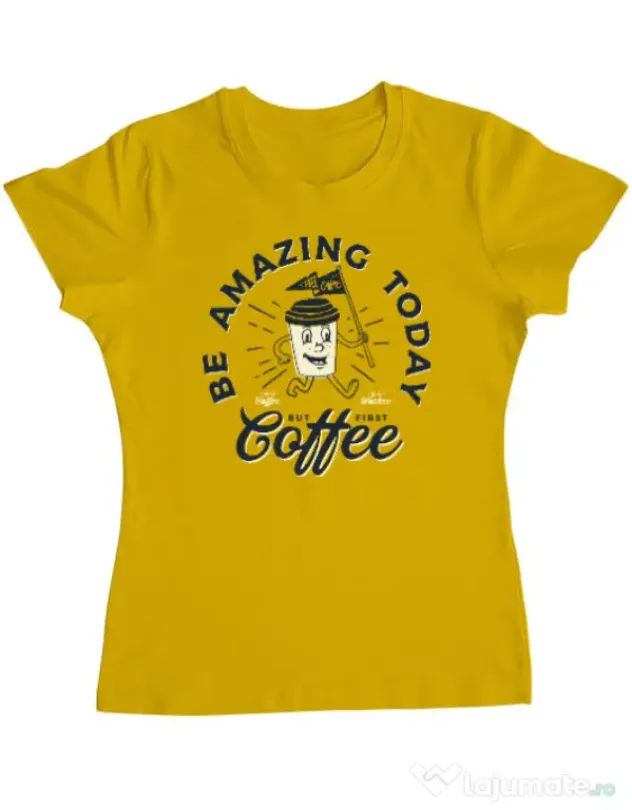 Tricou ADLER dama Amazing coffee Galben