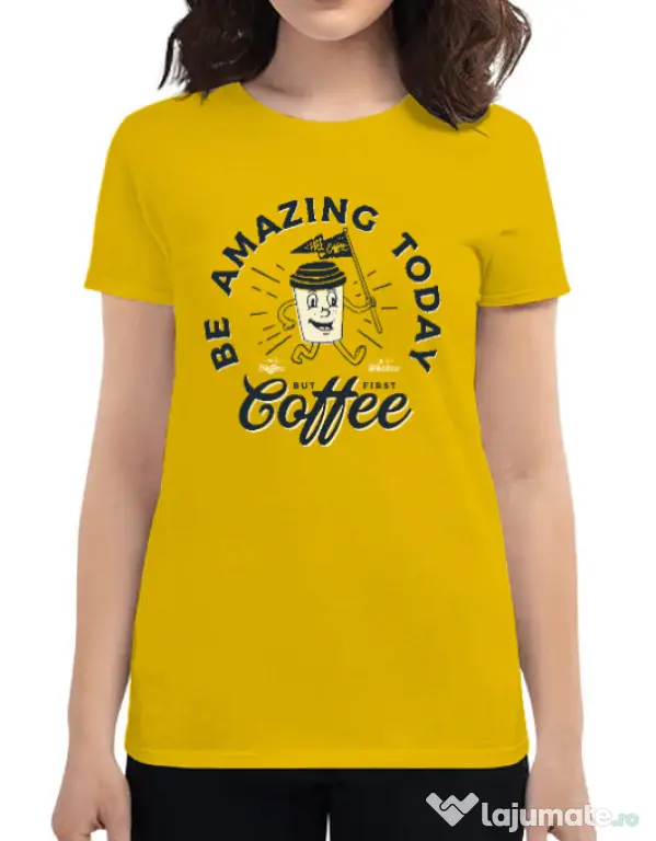 Tricou ADLER dama Amazing coffee Galben