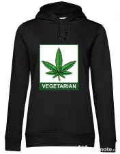 Hoodie dama cu gluga Vegetarian Negru 