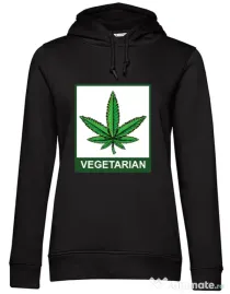 Hoodie dama cu gluga Vegetarian Negru