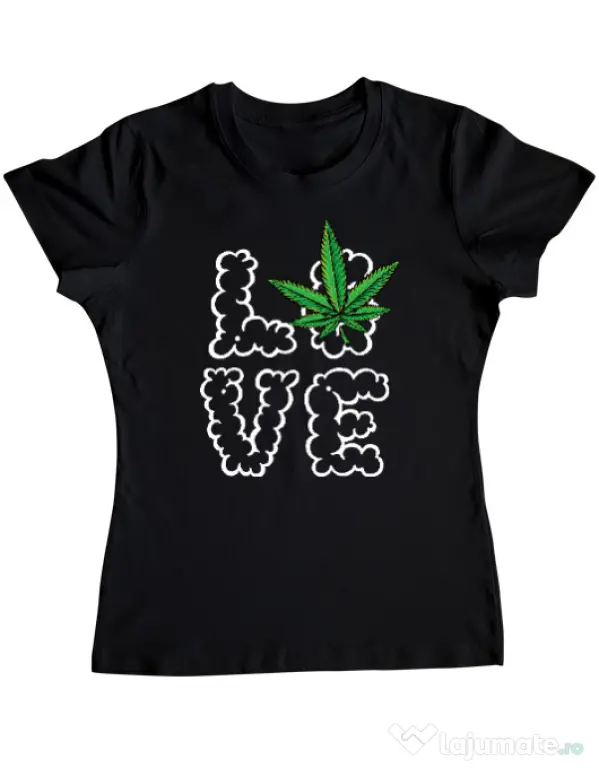 Tricou ADLER dama Love weed Negru