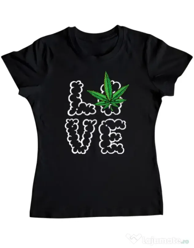 Tricou ADLER dama Love weed Negru