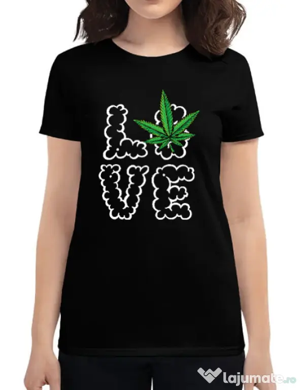 Tricou ADLER dama Love weed Negru