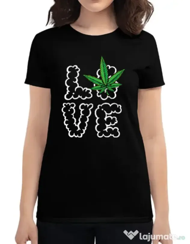 Tricou ADLER dama Love weed Negru