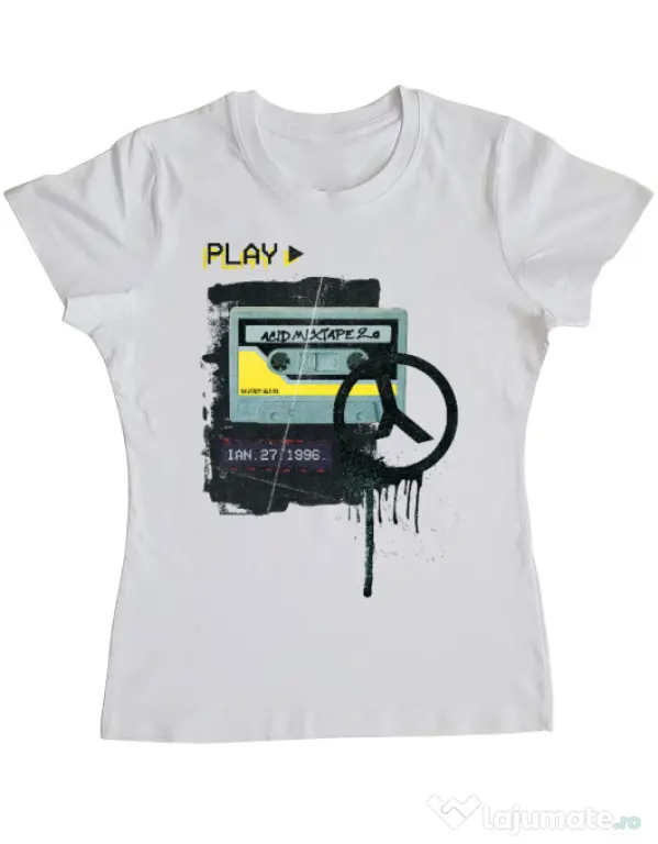Tricou ADLER dama Acid Mixtape 2.0 Alb