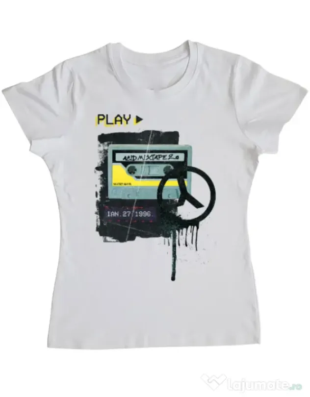 Tricou ADLER dama Acid Mixtape 2.0 Alb