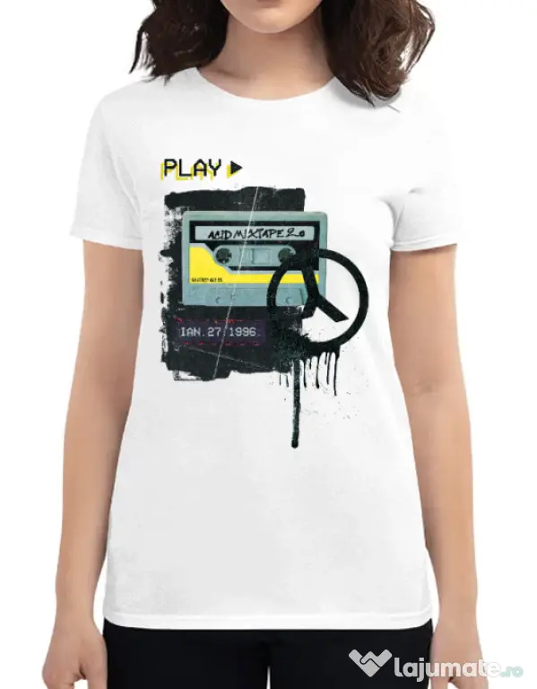 Tricou ADLER dama Acid Mixtape 2.0 Alb