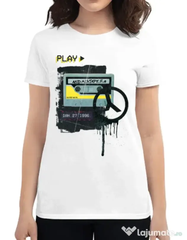 Tricou ADLER dama Acid Mixtape 2.0 Alb