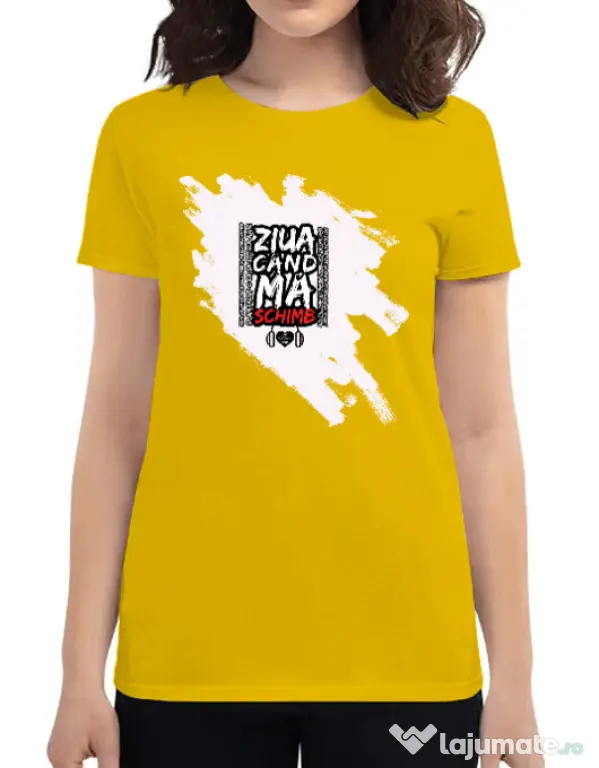 Tricou ADLER dama ZIUA CAND MA SCHIMB - Adi Morosanu Galben