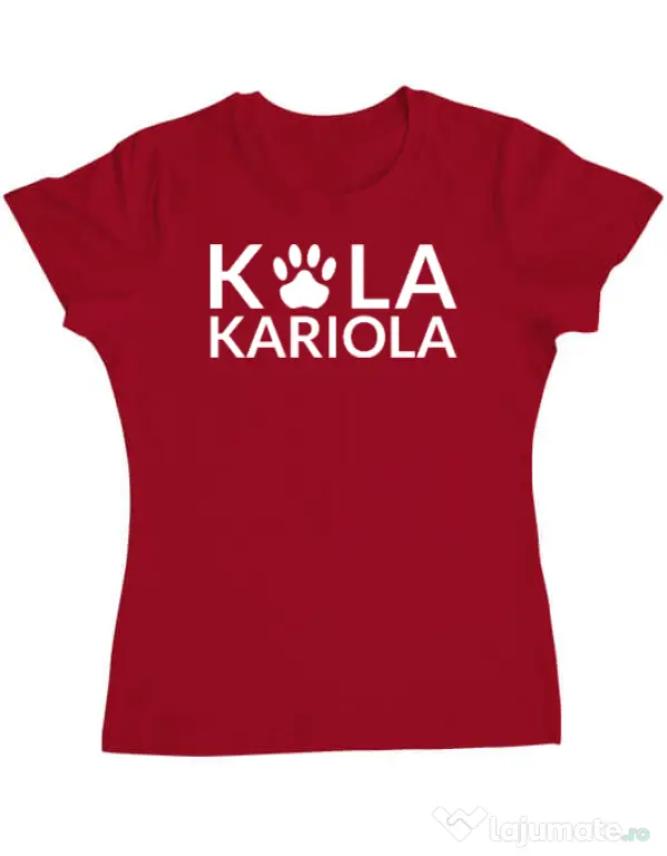 Tricou personalizat dama Logo Kola Alb Rosu