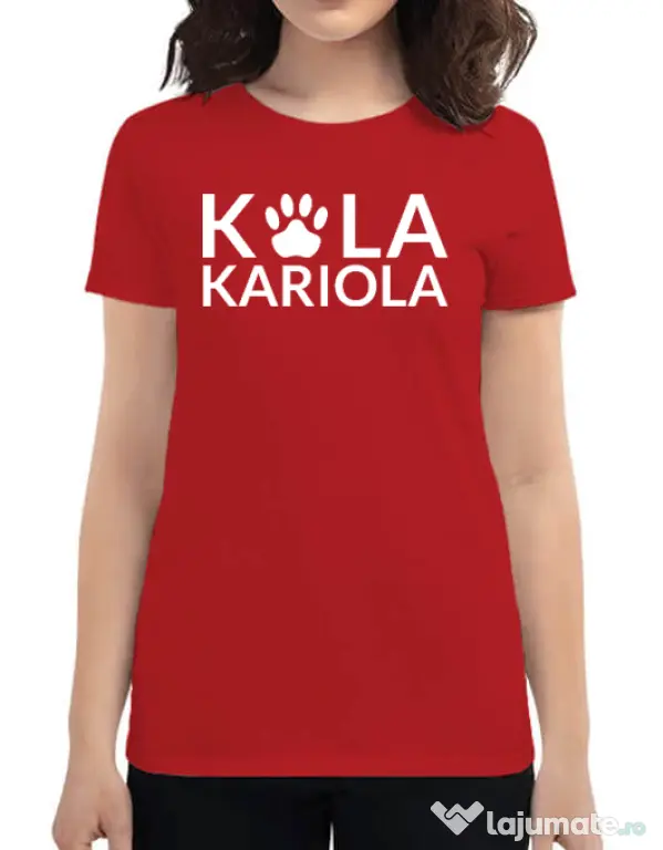 Tricou personalizat dama Logo Kola Alb Rosu
