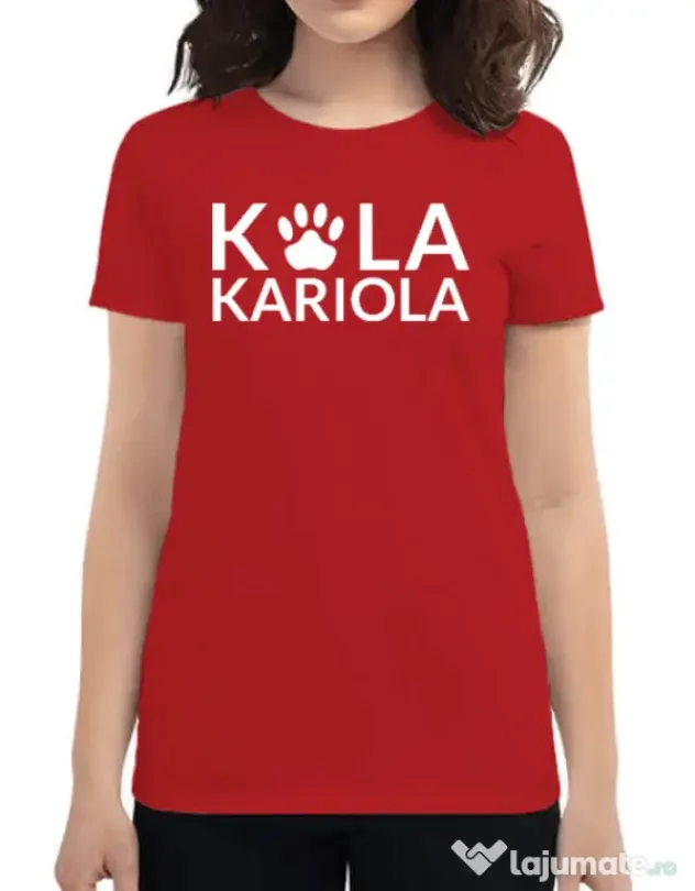 Tricou personalizat dama Logo Kola Alb Rosu