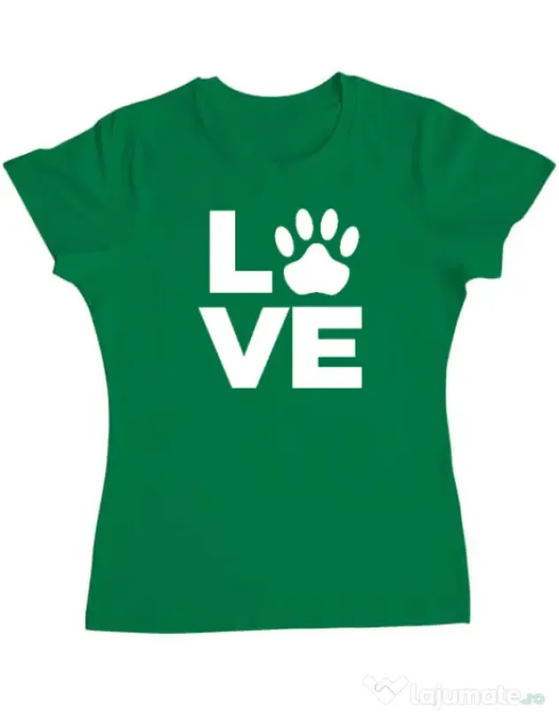 Tricou personalizat dama Love Kola Kariola Alb Verde mediu
