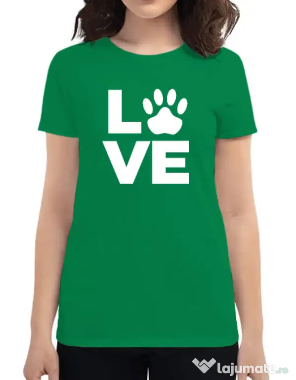 Tricou personalizat dama Love Kola Kariola Alb Verde mediu