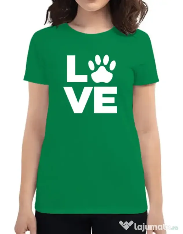 Tricou personalizat dama Love Kola Kariola Alb Verde mediu