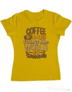 Tricou personalizat dama Coffee and dogs Galben