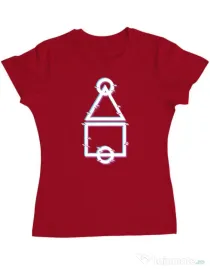 Tricou personalizat dama Glitch Squid Game Rosu