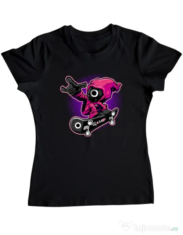 Tricou personalizat dama Squid Boy Negru