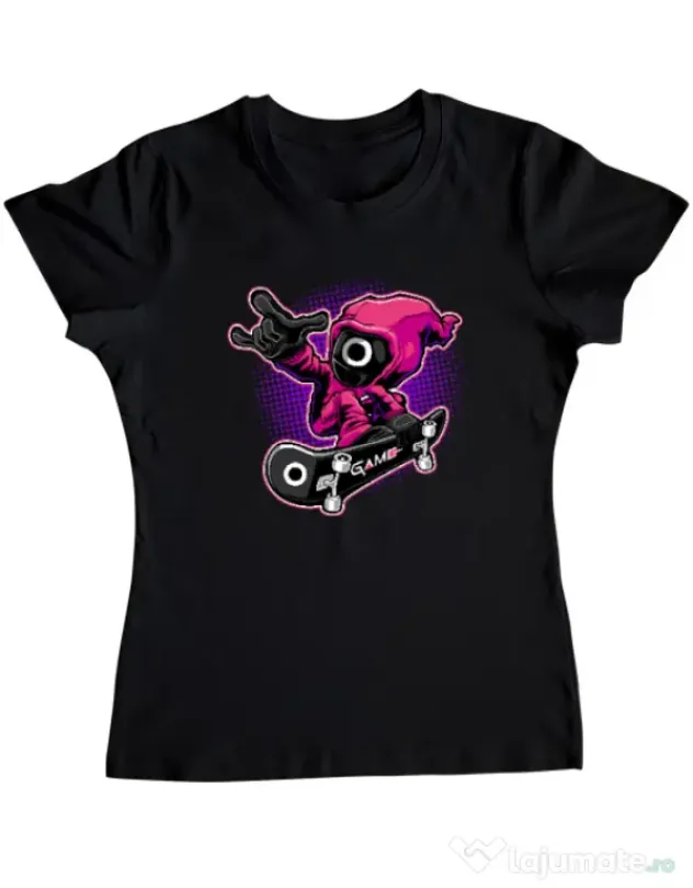 Tricou personalizat dama Squid Boy Negru