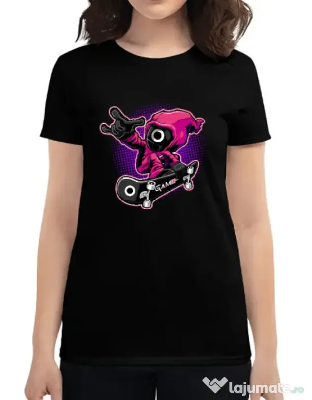 Tricou personalizat dama Squid Boy Negru
