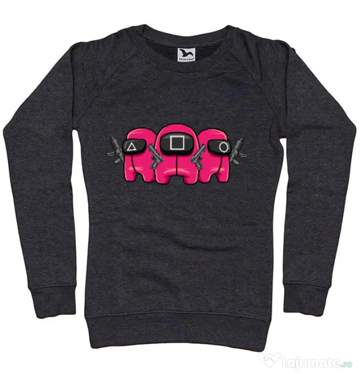Bluza personalizata dama Squid Squad Negru melanj