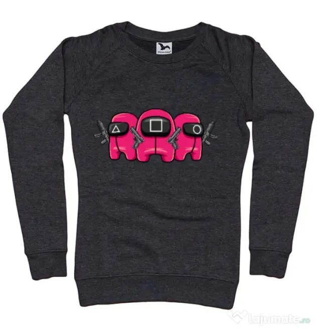 Bluza personalizata dama Squid Squad Negru melanj
