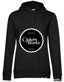 Hanorac dama cu gluga Logo Custom Works Negru