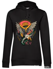 Hanorac dama cu gluga Tattoo Fighting Negru