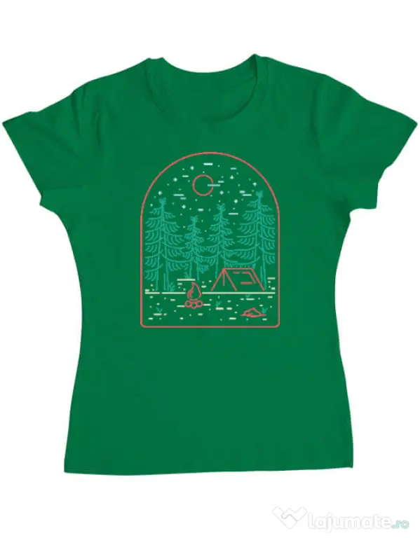 Tricou personalizat dama Camping Verde mediu