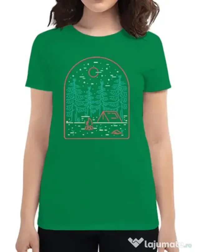Tricou personalizat dama Camping Verde mediu