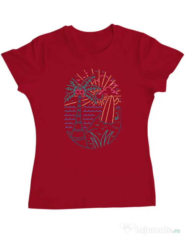 Tricou personalizat dama Beach Neon Rosu