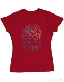 Tricou personalizat dama Beach Neon Rosu