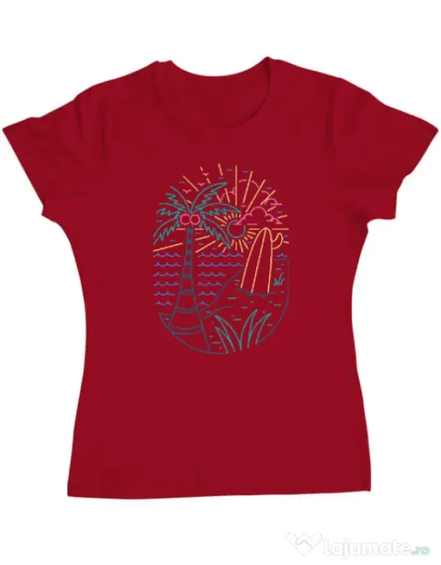 Tricou personalizat dama Beach Neon Rosu