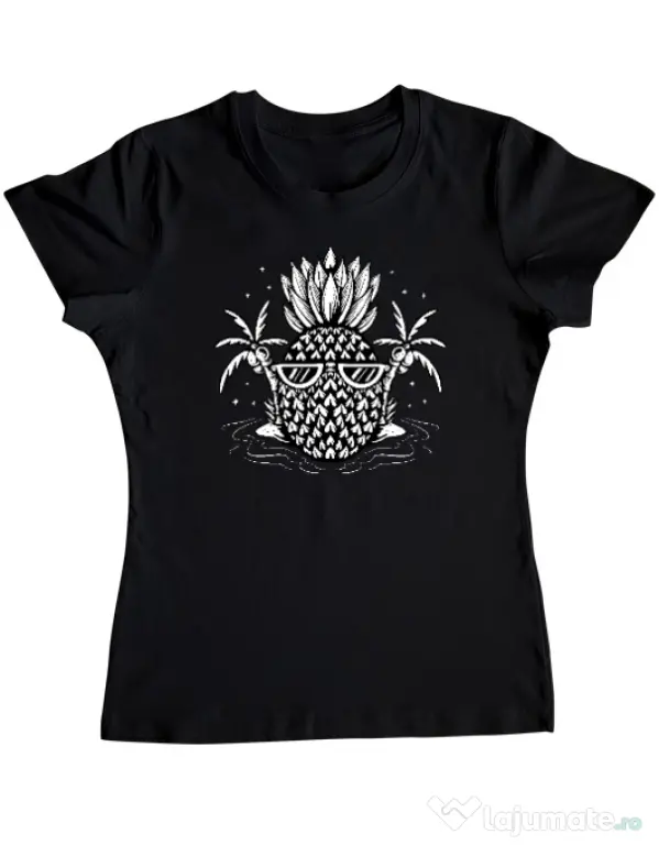 Tricou personalizat dama Pineapple Summer Negru