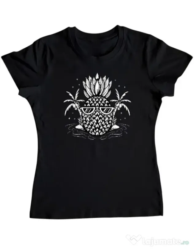 Tricou personalizat dama Pineapple Summer Negru