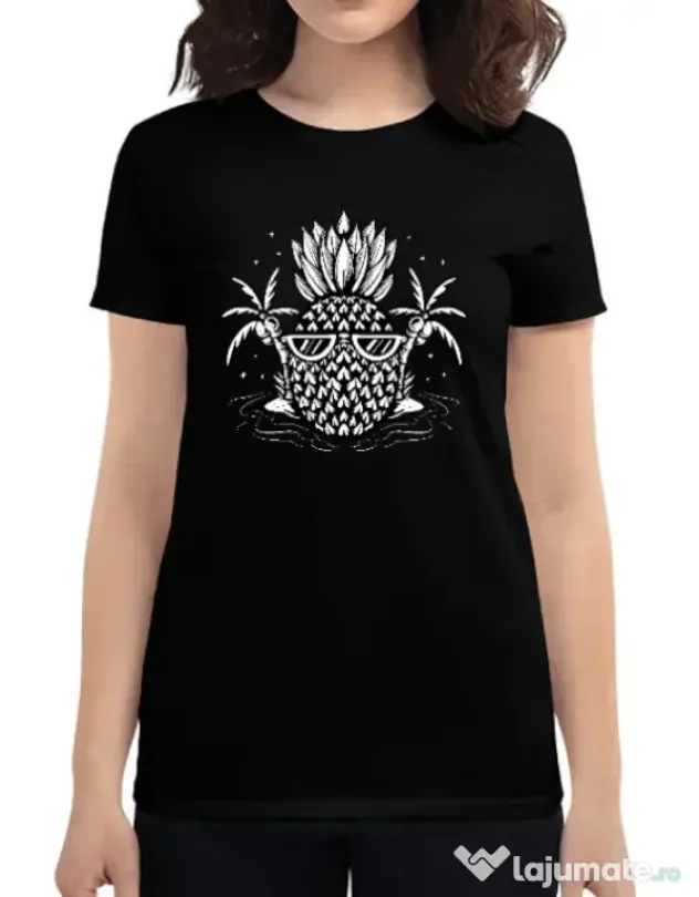 Tricou personalizat dama Pineapple Summer Negru