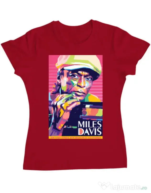 Tricou personalizat dama Miles Davis Rosu
