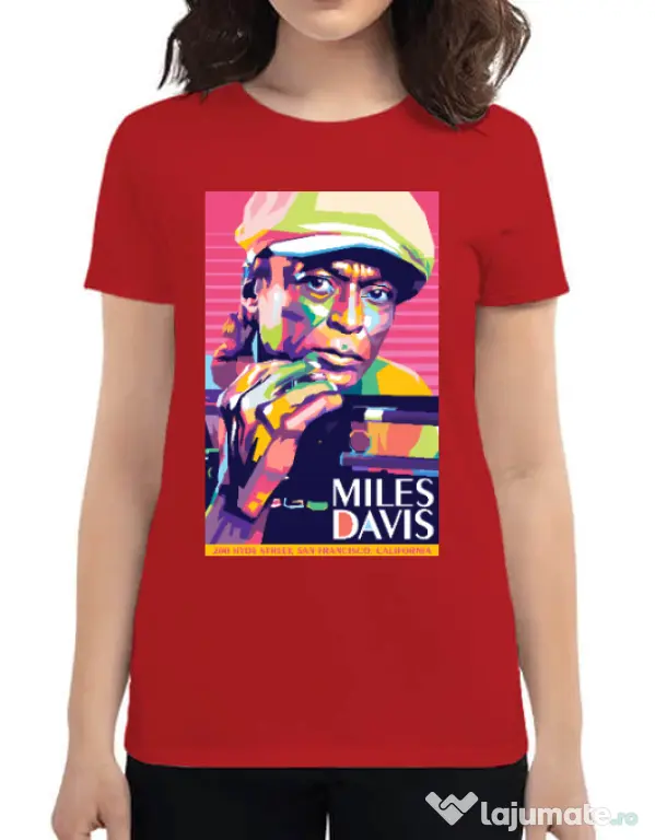 Tricou personalizat dama Miles Davis Rosu