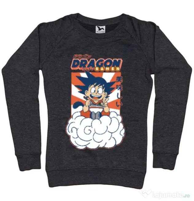 Bluza personalizata dama Dragon Ramen Negru melanj