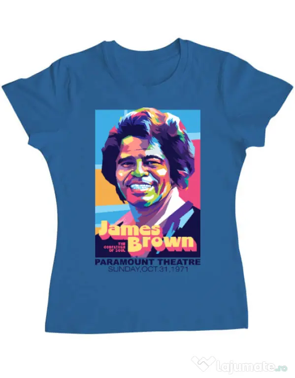 Tricou personalizat dama James Brown Albastru azuriu