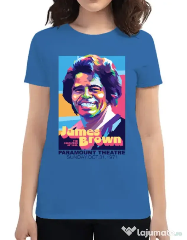 Tricou personalizat dama James Brown Albastru azuriu