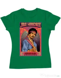 Tricou personalizat dama Jimi Hendrix Verde mediu
