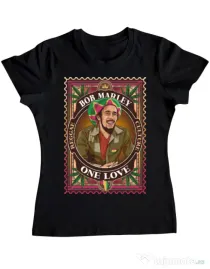 Tricou personalizat dama Bob Marley Negru