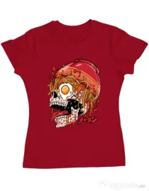Tricou personalizat dama spicy skull Rosu