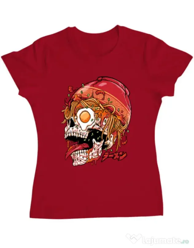 Tricou personalizat dama spicy skull Rosu