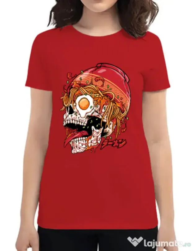 Tricou personalizat dama spicy skull Rosu