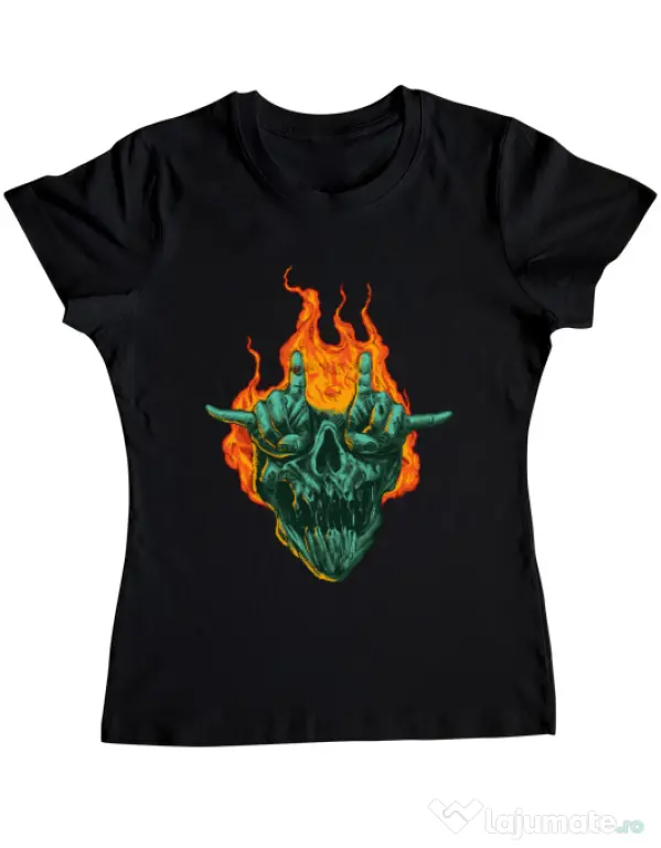 Tricou personalizat dama METAL HEADS Negru