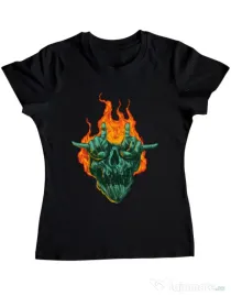 Tricou personalizat dama METAL HEADS Negru