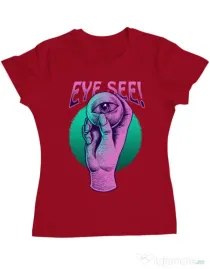 Tricou personalizat dama EYE SEE Rosu